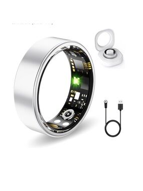 🆕- Smart Ring Health Tracker Sleep Tracking Heart Rate Fitness Monitor Silver-9